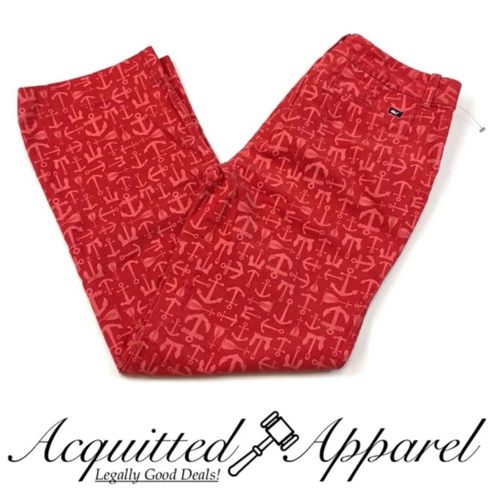 Vineyard Vines Anchor Sailing Corduroy Pants Red